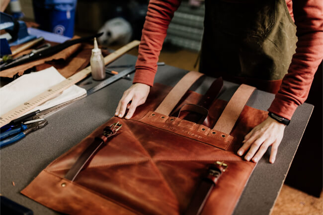 the process of creating a handmade backpack