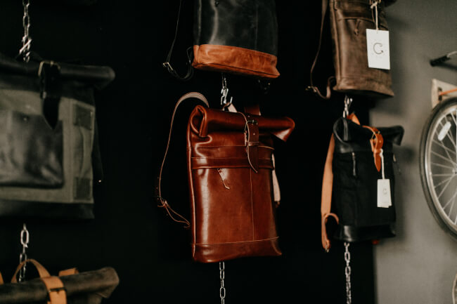 A collection of leather backpacks from KrukGarage